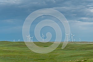 Wind turbines located in South Eastern Alberta photo