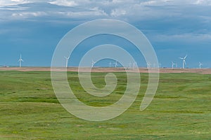 Wind turbines located in South Eastern Alberta photo