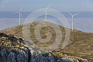 Wind turbines in Loja, Granada. Spain photo