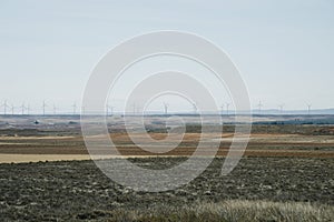 Wind turbines in Los Monegros, in Aragon, Spain photo