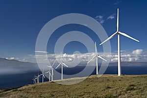 Wind turbines. Maui, Hawaii, USA