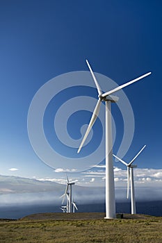 Wind turbines. Maui, Hawaii, USA