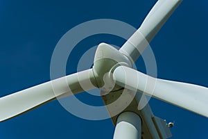 Wind turbines and the morning sky with sunlight