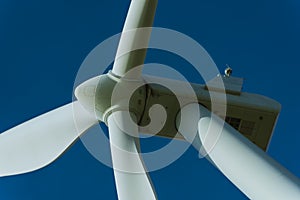 Wind turbines and the morning sky with sunlight