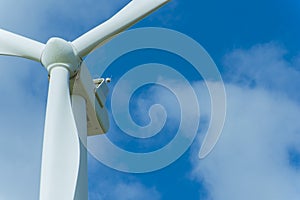 Wind turbines and the morning sky with sunlight