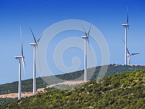 Wind turbines on mountaintop