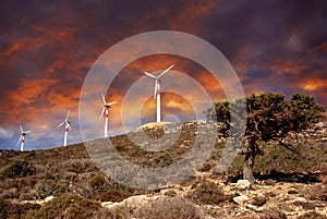 Wind turbines in movement