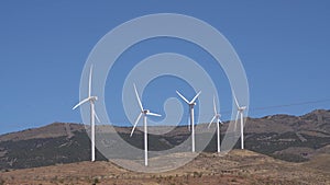 Wind turbines moving on the mountain