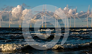 Wind turbines in an offshore wind farm