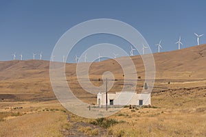 Wind Turbines and Old Building