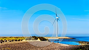 Wind Turbines at the Oosterschelde inlet at the Neeltje Jans island at the Delta Works Storm Surge Barrier