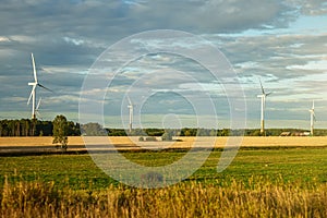 Wind turbines park.