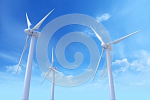Wind Turbines. Photoreal 3D rendering photo