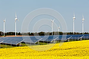 Wind turbines and photovoltaic plant photo