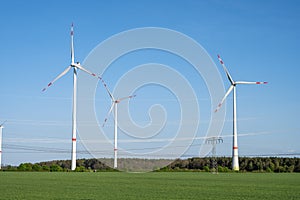 Wind turbines with power lines