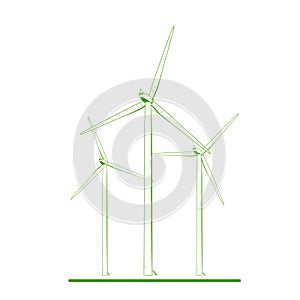 Wind turbines renewable energy concept green white