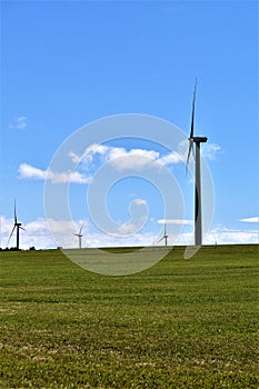 Wind turbines in rural countryside, Town of Chateaugay, Franklin County, New York United States