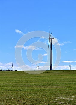 Wind turbines in rural countryside, Town of Chateaugay, Franklin County, New York United States