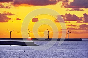 Wind turbines on sea