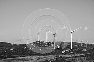 Wind turbines in the Sierra de Suido in Galicia Spain photo