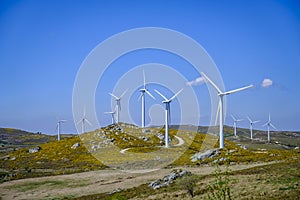 Wind turbines in the Sierra de Suido in Galicia Spain photo