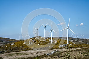 Wind turbines in the Sierra de Suido in Galicia Spain photo