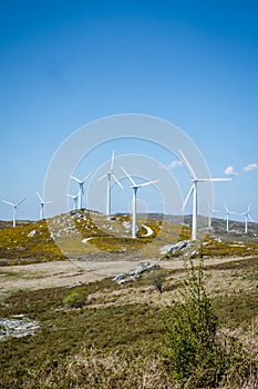 Wind turbines in the Sierra de Suido in Galicia Spain photo