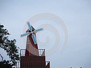 Wind turbines in the sky background
