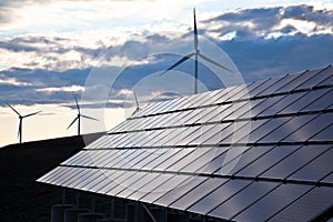 Wind turbines and solar panels