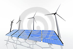 Wind Turbines and solar panels