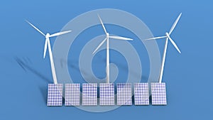 Wind turbines and solar panels