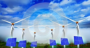 Wind turbines, solar systems, senphlangngan For the world`s technology