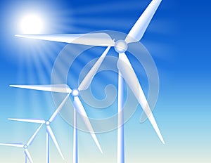Wind turbines and sun