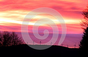 Wind Turbines at Sunrise in Vermont Mountains