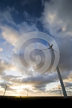 Wind turbines sunset