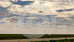 Wind turbines in Texas farmland