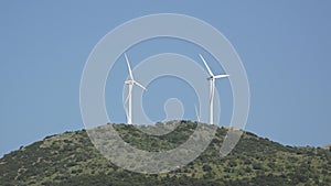 Wind turbines on top of a mountain