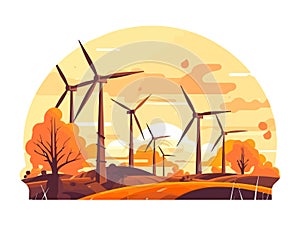 Wind turbines turning, powering the sustainable future