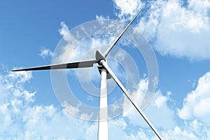 Wind Turbines under cloudy blue sky