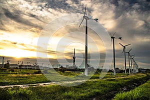 Wind turbines used to generate electricity in Laem Chabang deep sea port