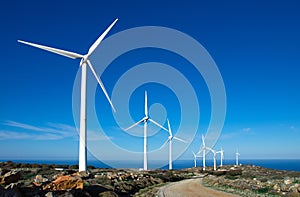 Wind turbines at a wind farm.