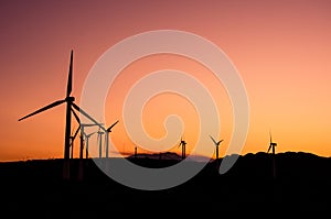 Wind turbines at a wind farm.