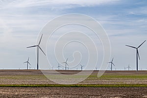 Wind turbines on a wind farm