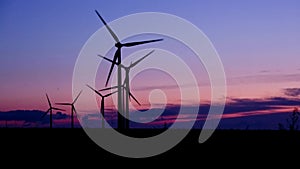 Wind turbines in a wind farm in the countryside