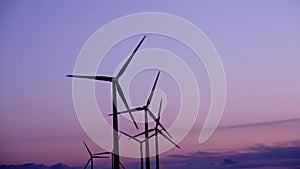 Wind turbines in a wind farm in the countryside