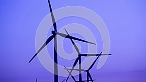 Wind turbines in a wind farm in the countryside