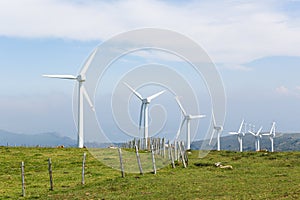 Wind turbines on a wind farm in Galicia, Spain