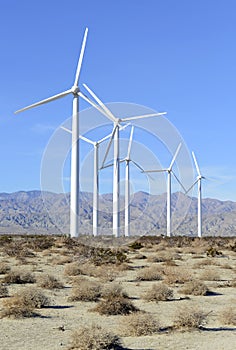 Wind Turbines in Wind Farm, Southwest Desert, USA