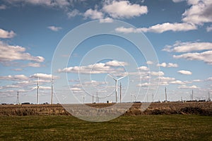 Wind Turbines on wind farm at the State Road 43 on the crossroads between Chicago and Indianapolis