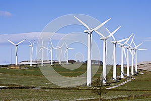 Wind turbines in windfarm